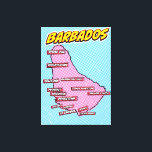 Pop Art Illustrated Barbados map Canvas Print<br><div class="desc">A pop art style map of Barbados with a bright blue background and a dotted pattern.</div>
