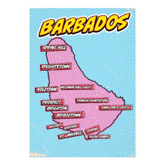 Pop Art Illustrated Barbados map Photo Print