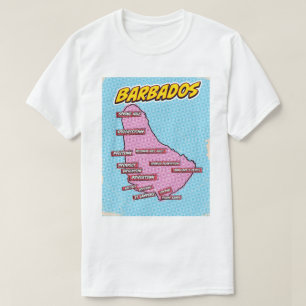 Pop Art Illustrated Barbados map T-Shirt