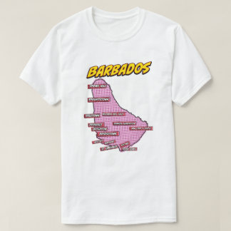 Pop Art Illustrated Barbados map T-Shirt