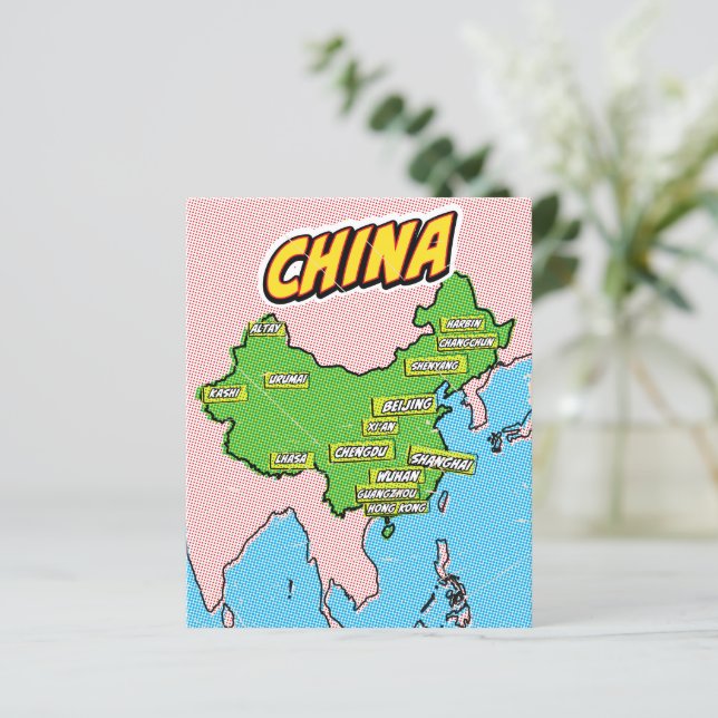 Pop Art Illustrated China map (Standing Front)