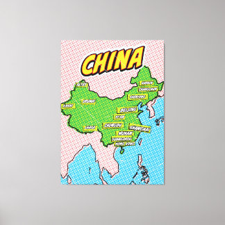 Pop Art Illustrated China map Canvas Print