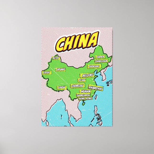Pop Art Illustrated China map Canvas Print (Front)