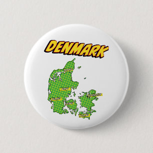 Pop Art Illustrated Denmark map 6 Cm Round Badge