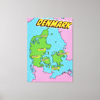 Pop Art Illustrated Denmark map Canvas Print