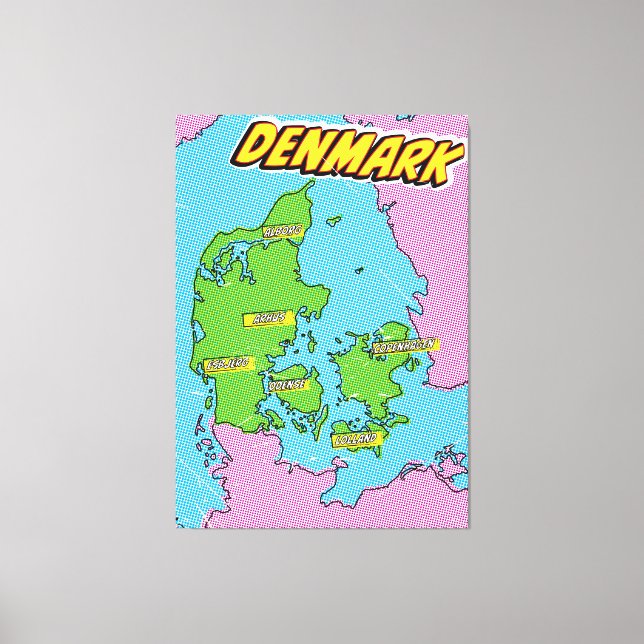 Pop Art Illustrated Denmark map Canvas Print (Front)
