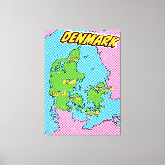 Pop Art Illustrated Denmark map Canvas Print