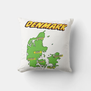 Pop Art Illustrated Denmark map Cushion