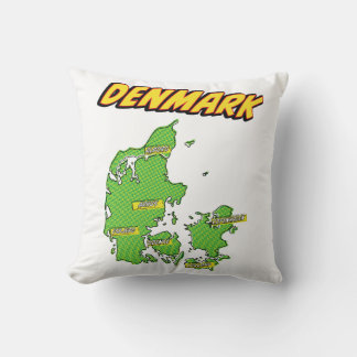 Pop Art Illustrated Denmark map Cushion
