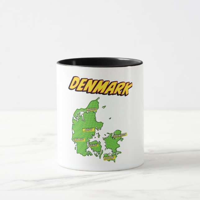 Pop Art Illustrated Denmark map Mug (Center)