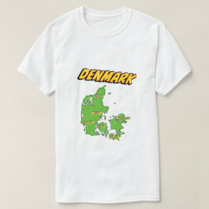 Pop Art Illustrated Denmark map T-Shirt