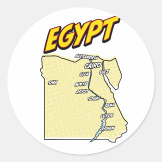 Pop Art Illustrated Egypt map Classic Round Sticker
