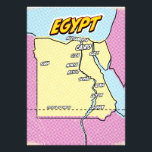 Pop Art Illustrated Egypt map Photo Print<br><div class="desc">Pop Art Illustrated Egypt African map in a beautiful vintage worn style.</div>