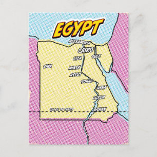 Pop Art Illustrated Egypt map Postcard