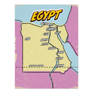 Pop Art Illustrated Egypt map Poster