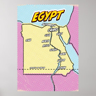 Pop Art Illustrated Egypt map Poster