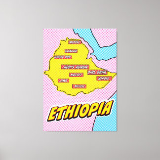 Pop Art Illustrated Ethiopia map Canvas Print