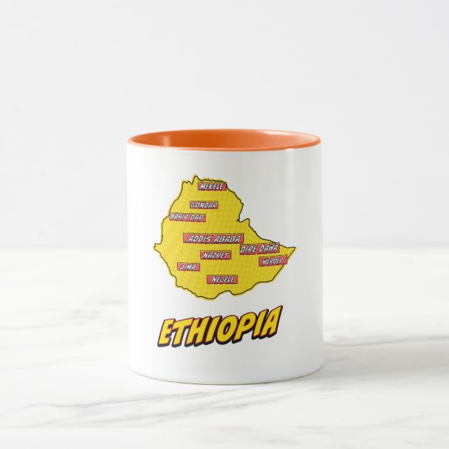 Pop Art Illustrated Ethiopia map Mug (Center)