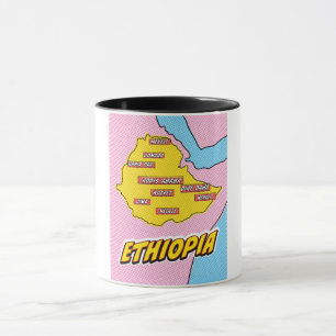 Pop Art Illustrated Ethiopia map Mug