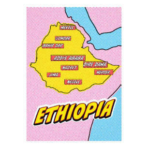 Pop Art Illustrated Ethiopia map Photo Print