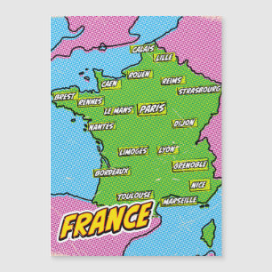 Pop Art Illustrated France map