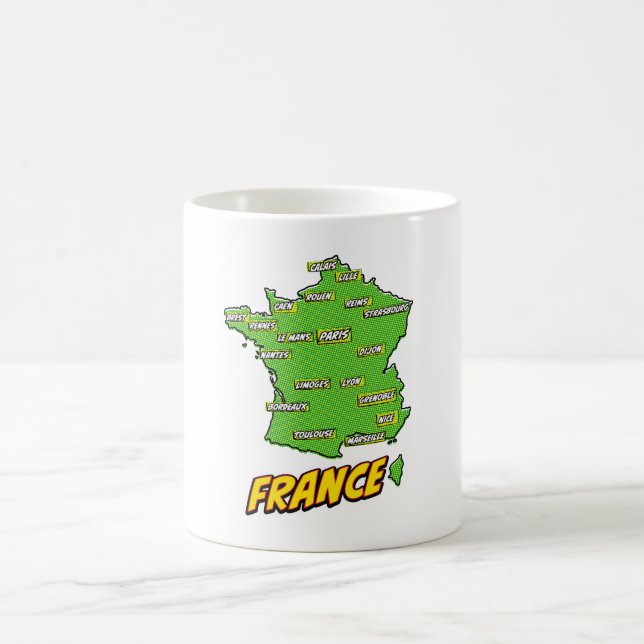 Pop Art Illustrated France map Coffee Mug (Center)