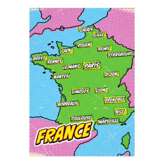 Pop Art Illustrated France map Photo Print