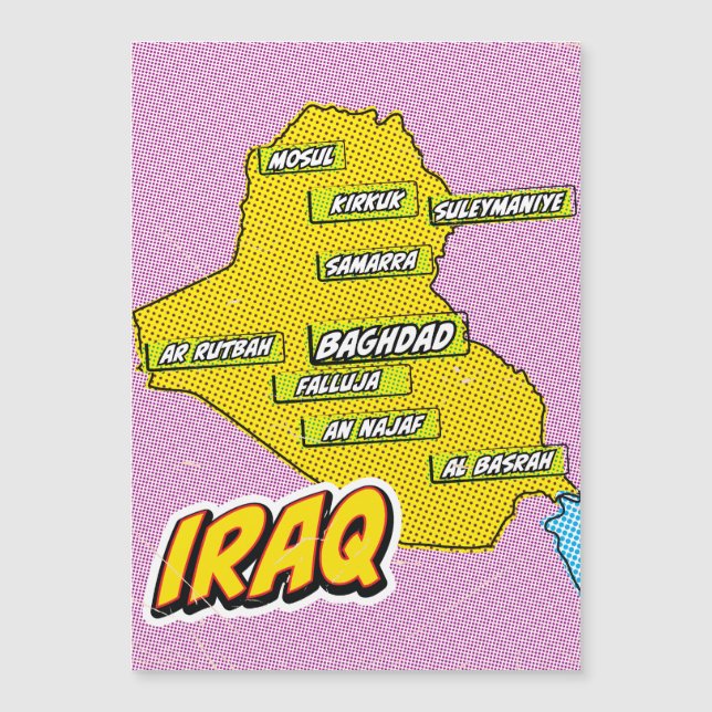 Pop Art Illustrated Iraq map (Front)