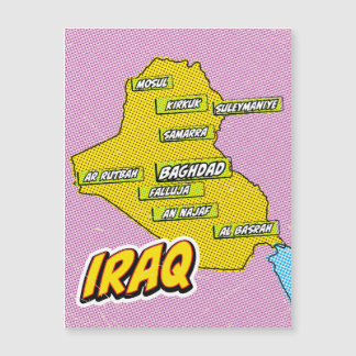 Pop Art Illustrated Iraq map