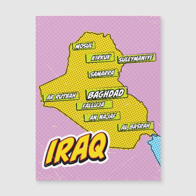 Pop Art Illustrated Iraq map (Front)
