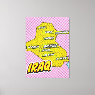 Pop Art Illustrated Iraq map Canvas Print