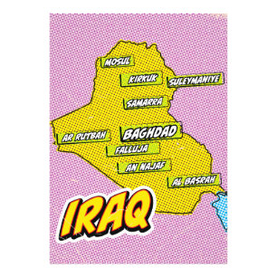 Pop Art Illustrated Iraq map Photo Print
