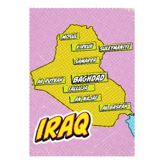 Pop Art Illustrated Iraq map Photo Print