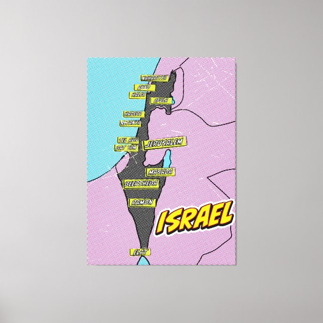 Pop Art Illustrated Israel map Canvas Print (Front)