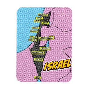 Pop Art Illustrated Israel map Magnet
