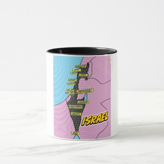 Pop Art Illustrated Israel map Mug (Center)