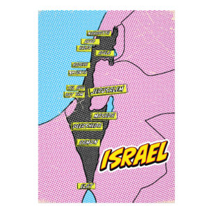 Pop Art Illustrated Israel map Photo Print