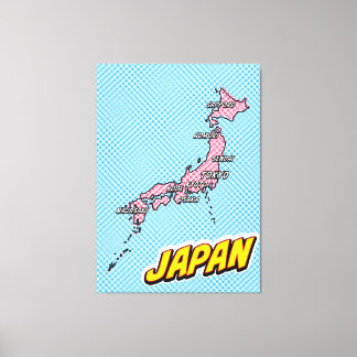 Pop Art Illustrated Japan map Canvas Print