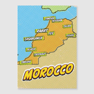 Pop Art Illustrated Morocco map