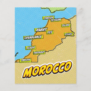 Pop Art Illustrated Morocco map