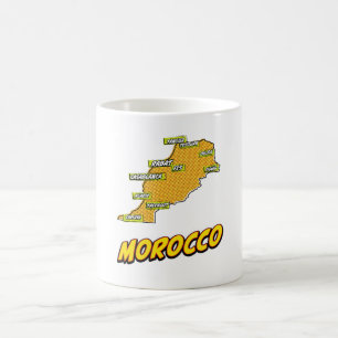 Pop Art Illustrated Morocco map Coffee Mug