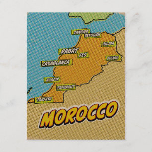 Pop Art Illustrated Morocco map Enclosure Card