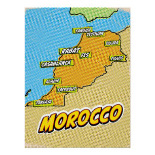 Pop Art Illustrated Morocco map Poster