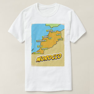 Pop Art Illustrated Morocco map T-Shirt