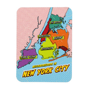 Pop Art Illustrated New York City map Magnet
