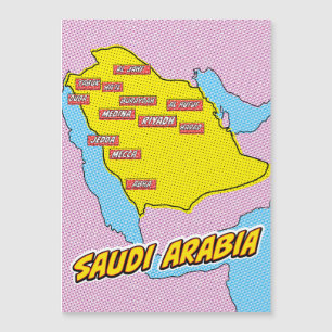 Pop Art Illustrated Saudi Arabia map