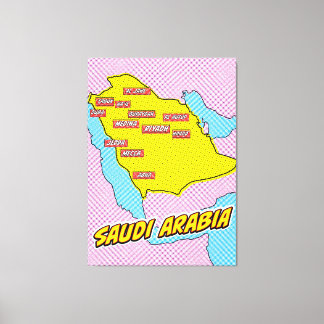 Pop Art Illustrated Saudi Arabia map Canvas Print