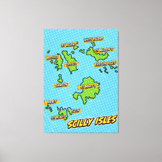 Pop Art Illustrated Scilly Isles map Canvas Print