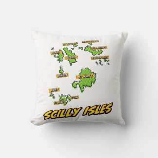Pop Art Illustrated Scilly Isles map Cushion