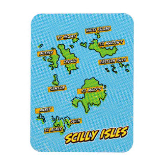 Pop Art Illustrated Scilly Isles map Magnet
